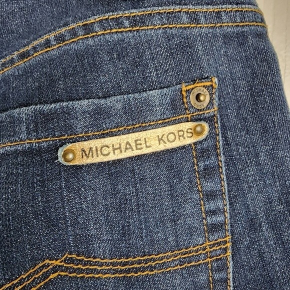 Michael Kors Jeans Flared Legs Dark Wash Denim Mid Rise Cotton Blend Stretch 8 - Picture 9 of 15